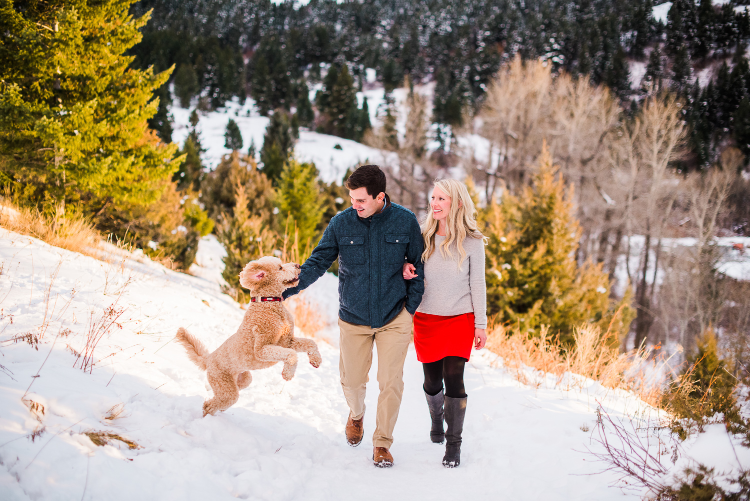 bozeman montana winter family photographer couple dog